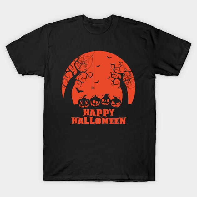 Happy Halloween Pumpkins T-Shirt by Artist EVT